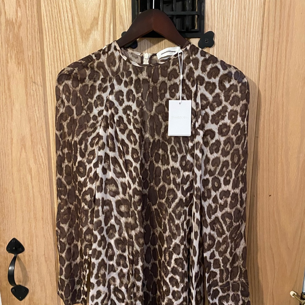 Zimmermann Leopard Print Long-Sleeve Maxi-Dress Size 1 Au/us 6 Missing Belt. - Picture 2 of 13